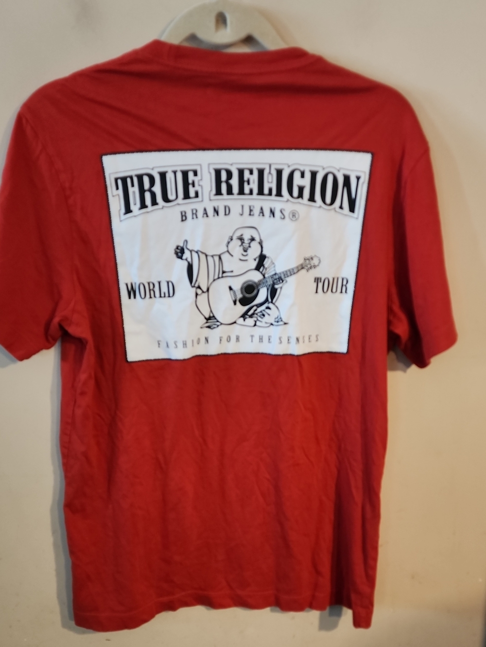 True Religion Red Short-Sleeve Graphic Tee with White Back Patch